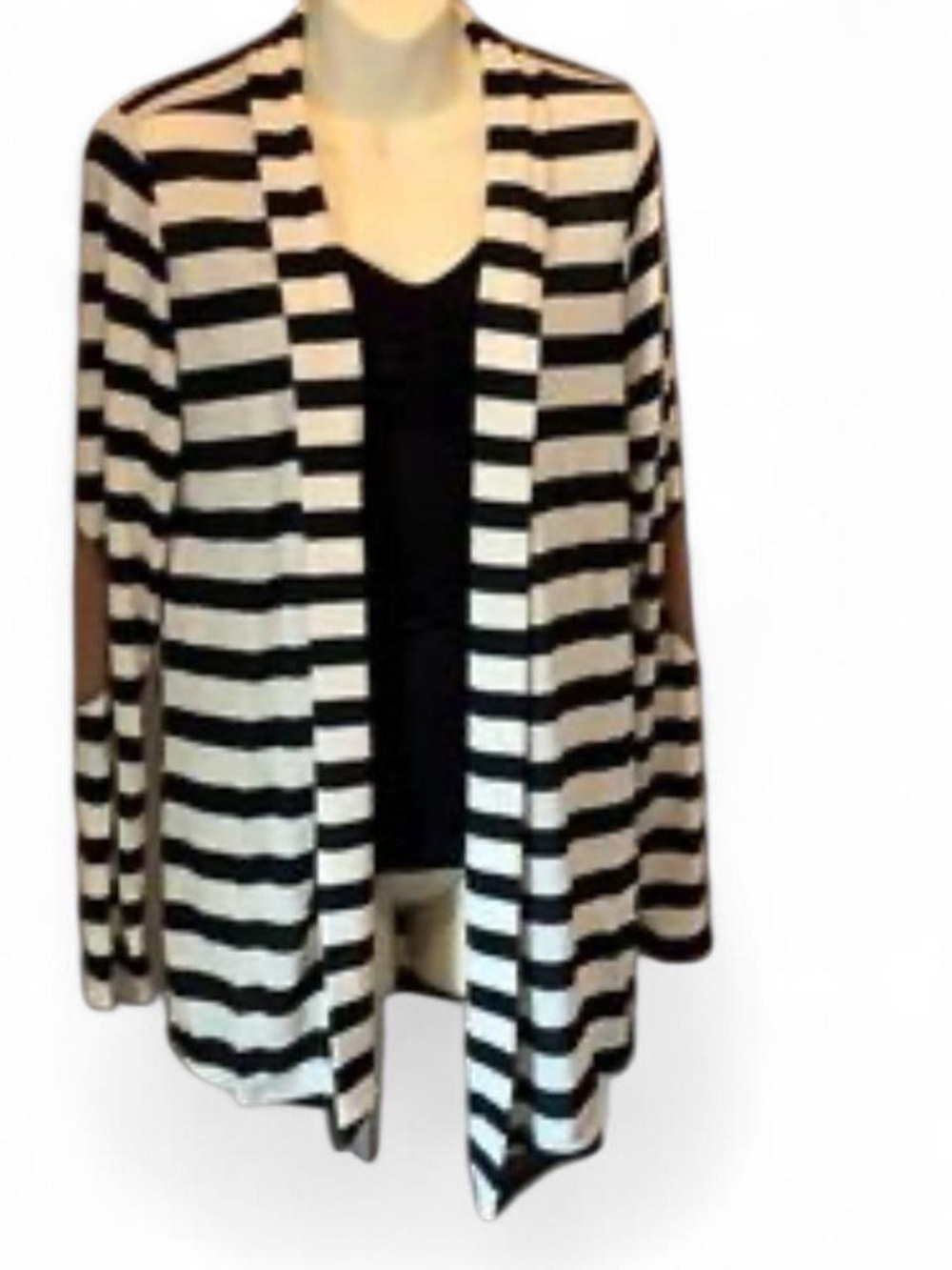 Tickled Teal Striped Open-Front Cardigan - White & Black